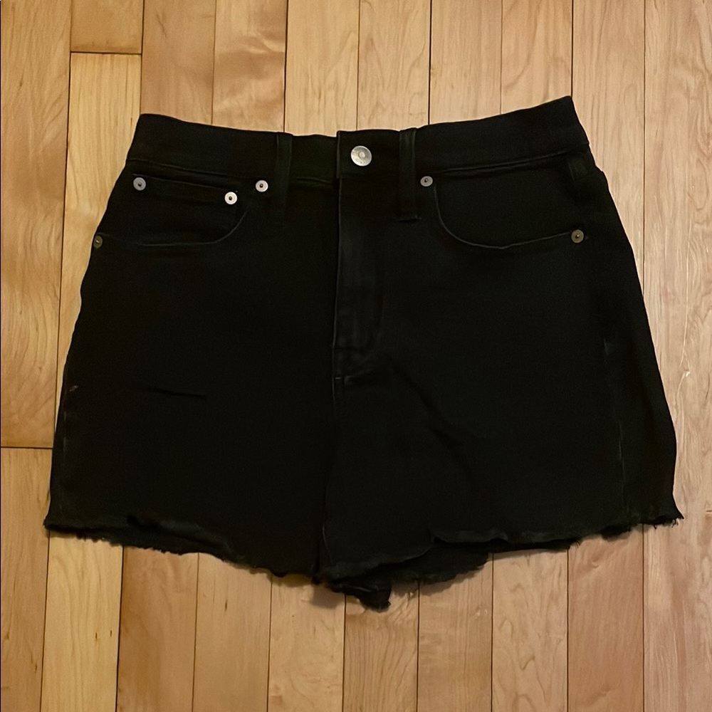 Madewell Black Jean Shorts Distressed Frayed Hem